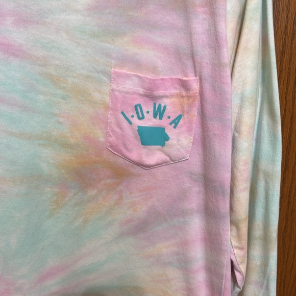 Dreamsicle Tie Dye Long Sleeve Top with Iowa - Picture 2 of 4